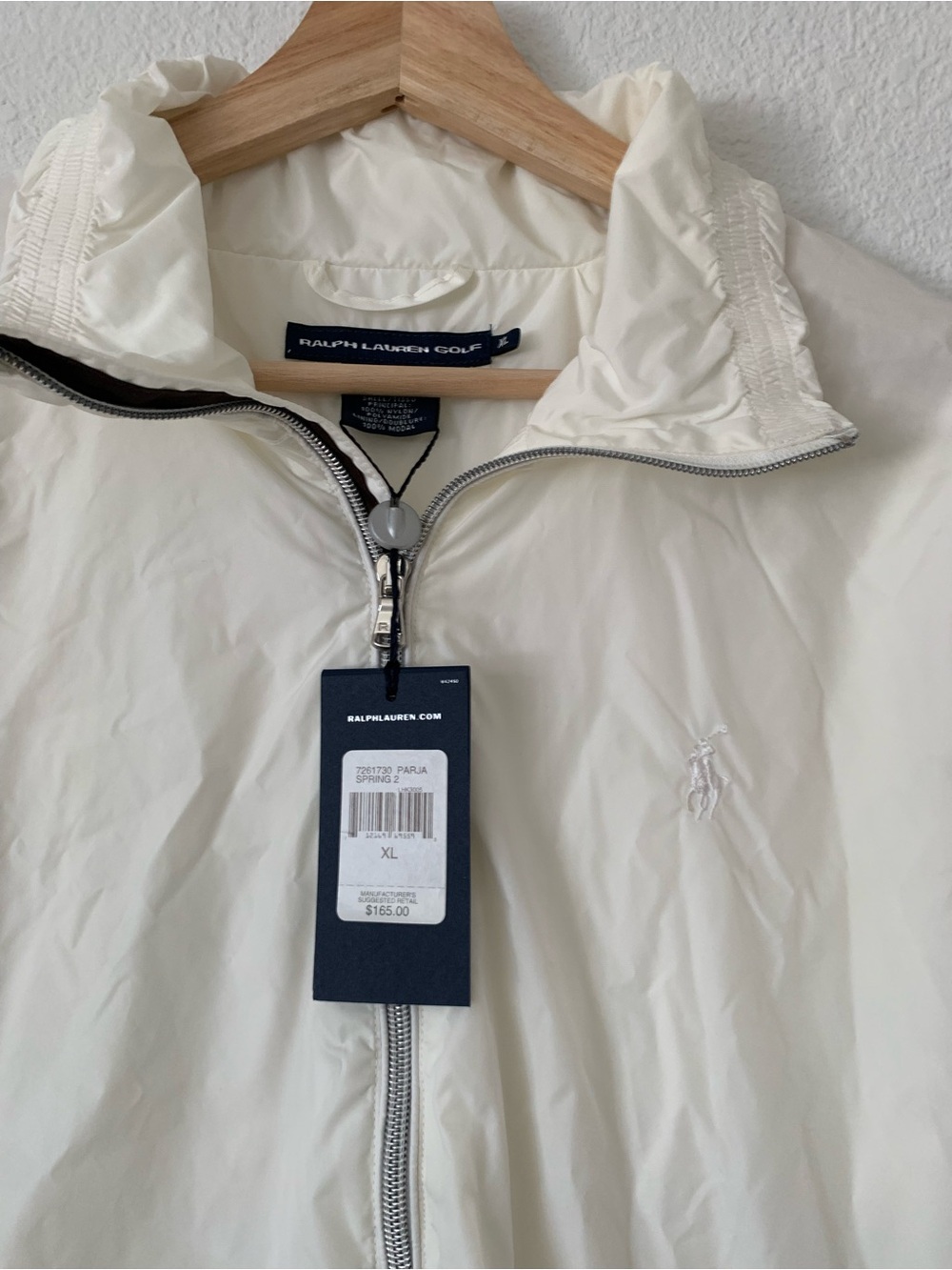 Ralph Lauren Cream Zip-Up Lightweight Puffer Jacket